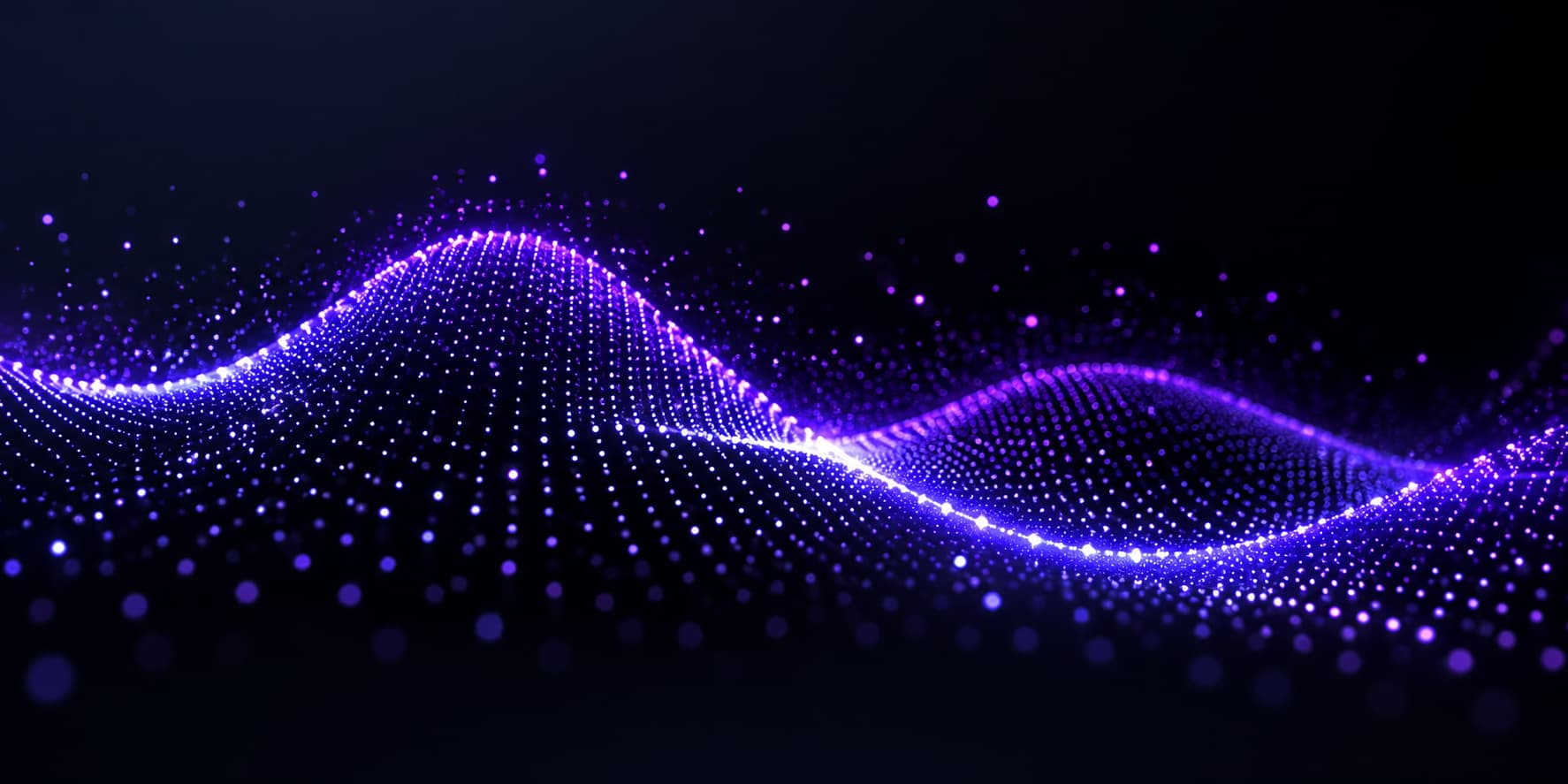 Glowing purple point-cloud waveform